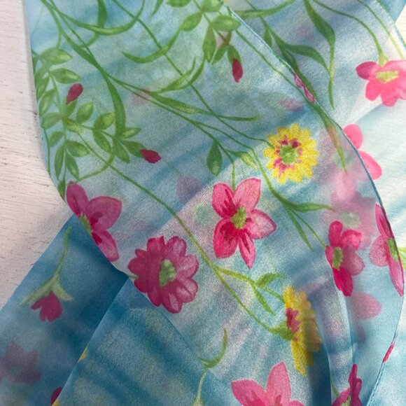 Accessory Street Floral Scarf Blue New Made In Italy Lightweight - Picture 3 of 6